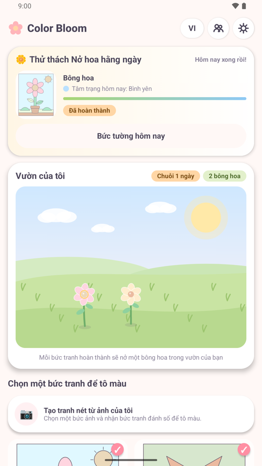 Thẻ Thử thách Hoa nở mỗi ngày