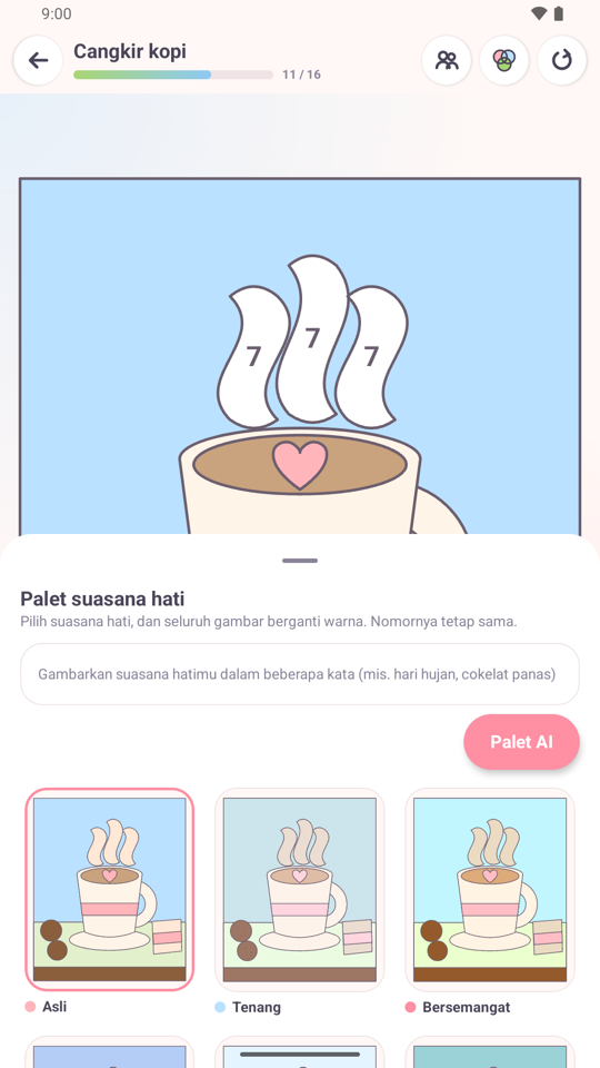 Lembar palet suasana mengganti warna sebuah gambar