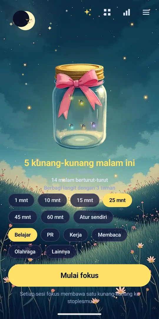 Kunang-kunang malam ini menerangi stoplesmu