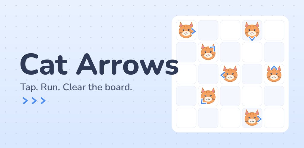 Cat Arrows: a board of orange cats, each with an arrow showing the way it will run